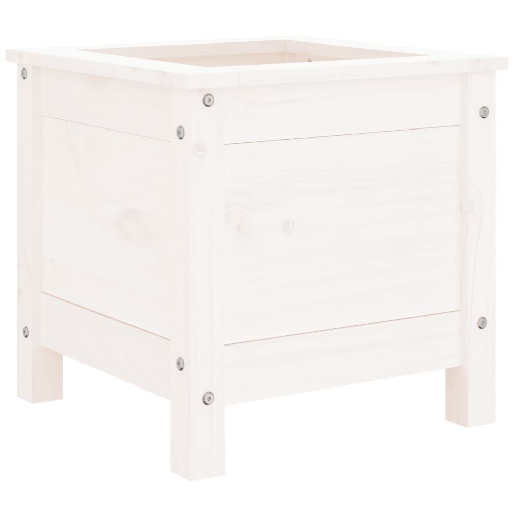 vidaXL Jardinieră de grădină, alb, 40x40x39 cm, lemn masiv de pin vidaXL Jardinieră de grădină, alb, 40x40x39 cm, lemn masiv de pin