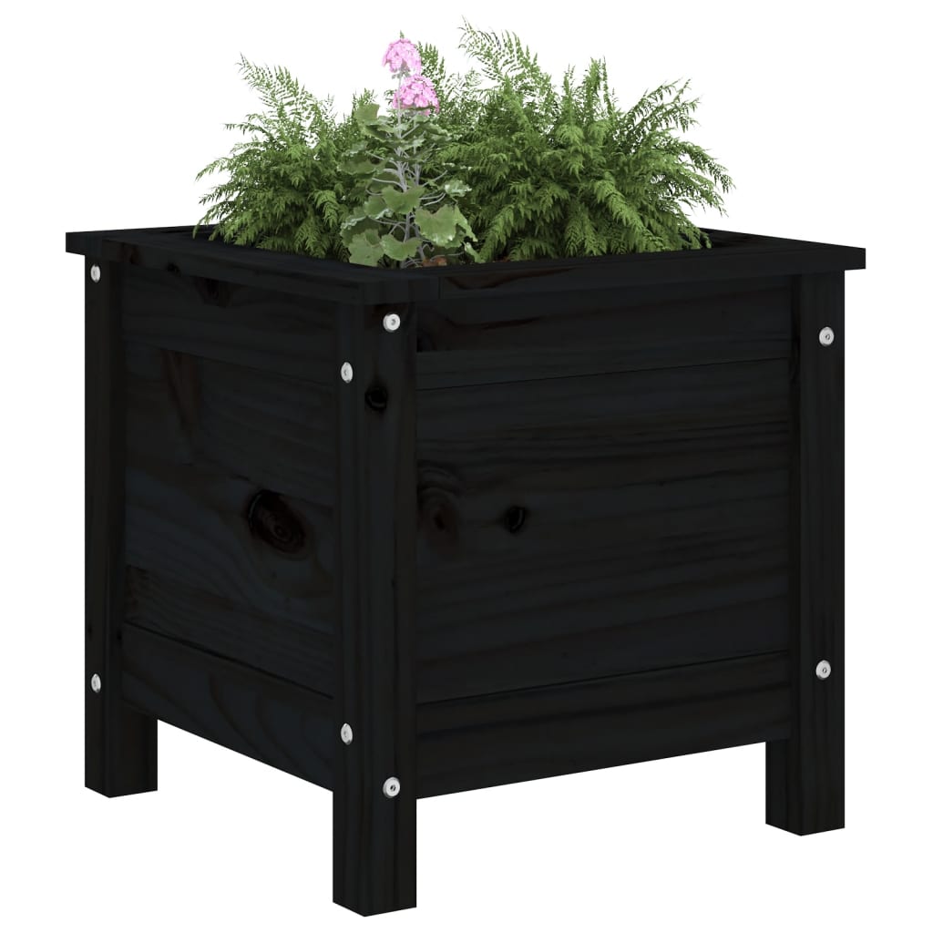 vidaXL Jardinieră de grădină, negru, 40x40x39 cm, lemn masiv pin vidaXL Jardinieră de grădină, negru, 40x40x39 cm, lemn masiv pin