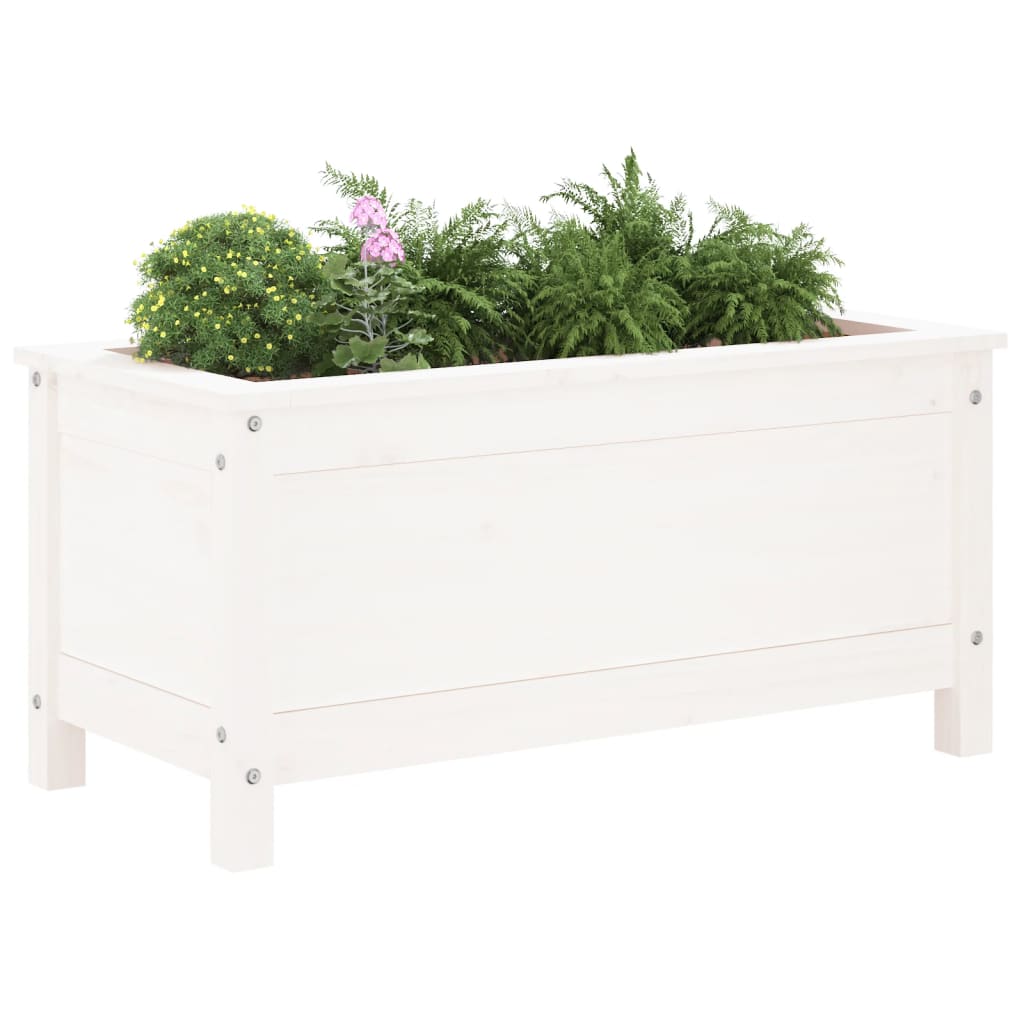 vidaXL Jardinieră de grădină, alb, 82,5x40x39 cm, lemn masiv de pin vidaXL Jardinieră de grădină, alb, 82,5x40x39 cm, lemn masiv de pin