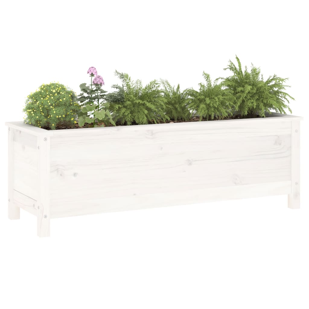 vidaXL Strat înălțat de grădină, alb, 119,5x40x39 cm, lemn masiv pin vidaXL Strat înălțat de grădină, alb, 119,5x40x39 cm, lemn masiv pin