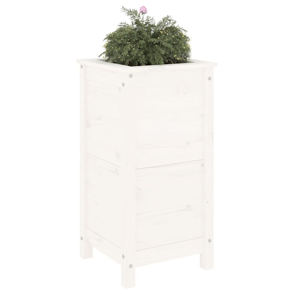 vidaXL Jardinieră de grădină, alb, 40x40x78 cm, lemn masiv de pin vidaXL Jardinieră de grădină, alb, 40x40x78 cm, lemn masiv de pin