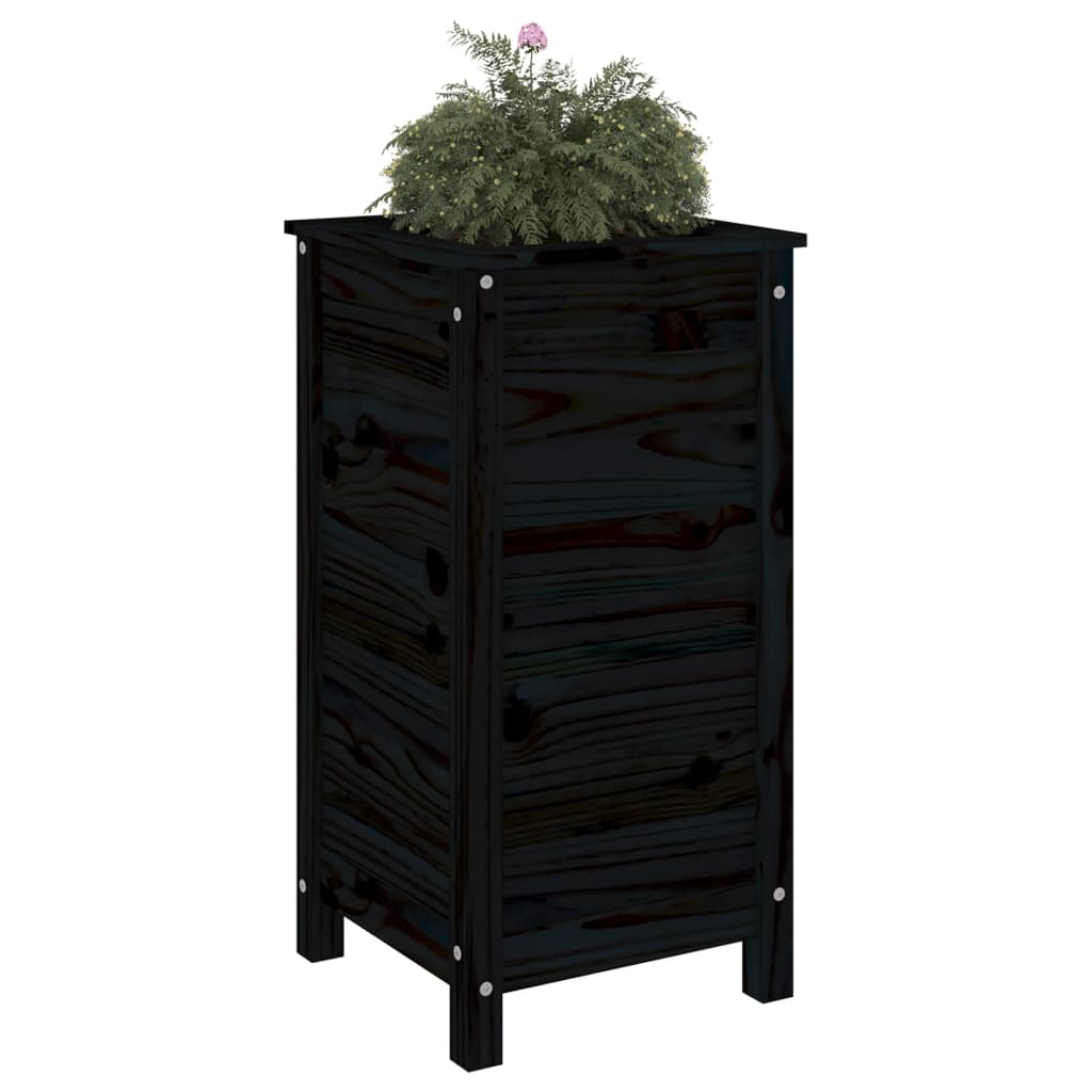 vidaXL Jardinieră de grădină, negru, 40x40x78 cm, lemn masiv de pin