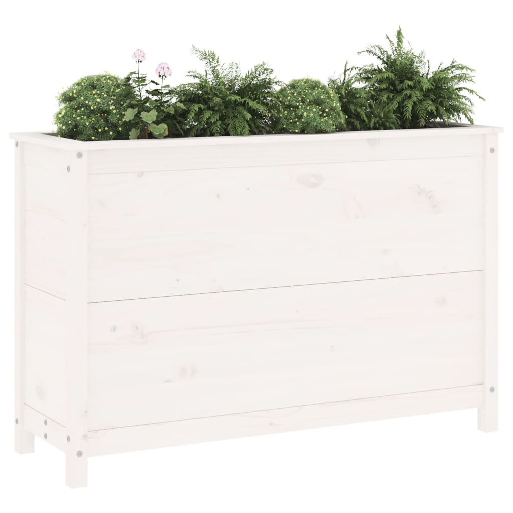 vidaXL Strat înălțat de grădină, alb, 119,5x40x78 cm, lemn masiv pin vidaXL Strat înălțat de grădină, alb, 119,5x40x78 cm, lemn masiv pin