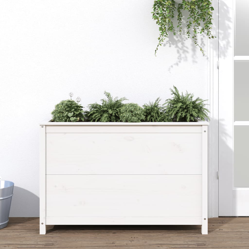 vidaXL Strat înălțat de grădină, alb, 119,5x40x78 cm, lemn masiv pin vidaXL Strat înălțat de grădină, alb, 119,5x40x78 cm, lemn masiv pin