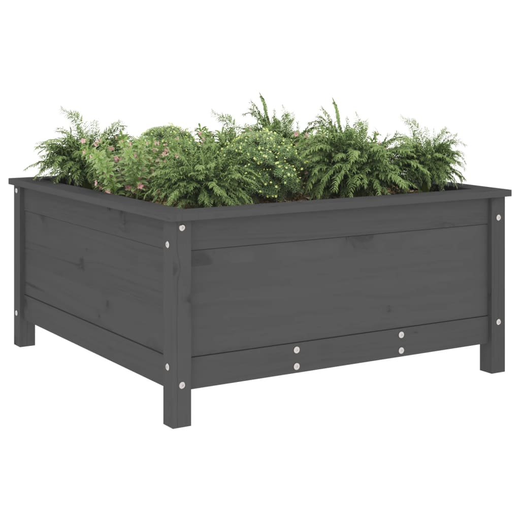 vidaXL Jardinieră de grădină, gri, 82,5x82,5x39 cm, lemn masiv pin