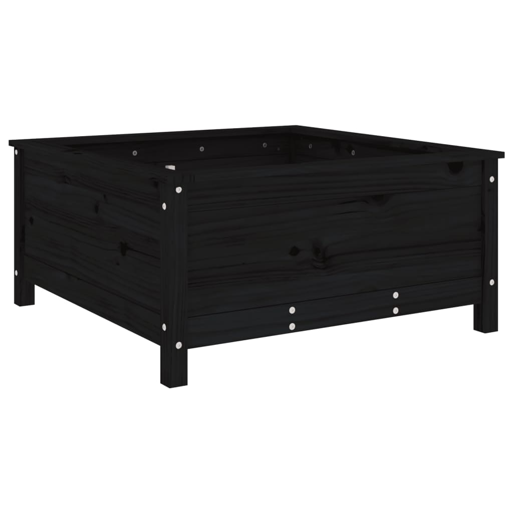 vidaXL Jardinieră de grădină, negru, 82,5x82,5x39 cm lemn masiv de pin