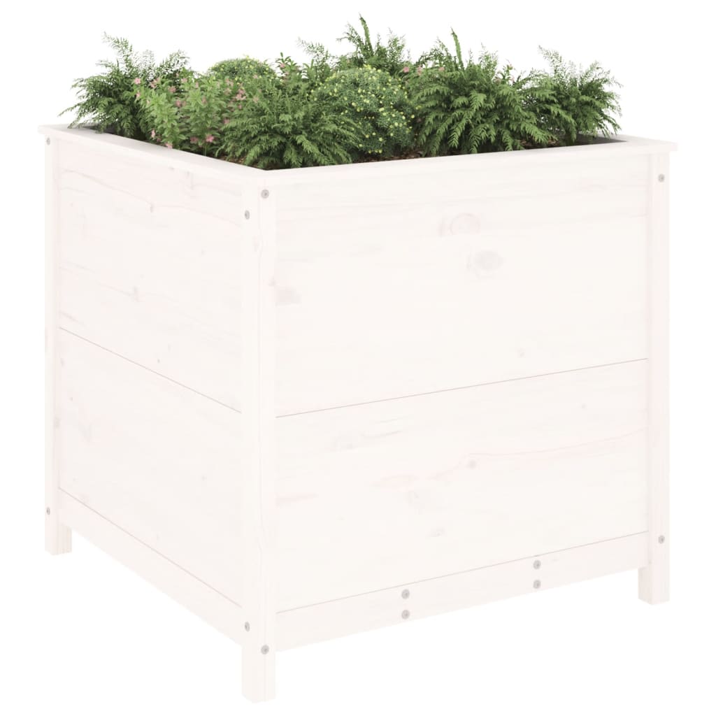 vidaXL Jardinieră de grădină, alb, 82,5x82,5x78 cm, lemn masiv de pin vidaXL Jardinieră de grădină, alb, 82,5x82,5x78 cm, lemn masiv de pin