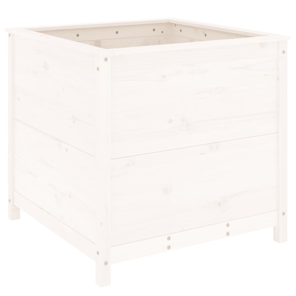 vidaXL Jardinieră de grădină, alb, 82,5x82,5x78 cm, lemn masiv de pin vidaXL Jardinieră de grădină, alb, 82,5x82,5x78 cm, lemn masiv de pin