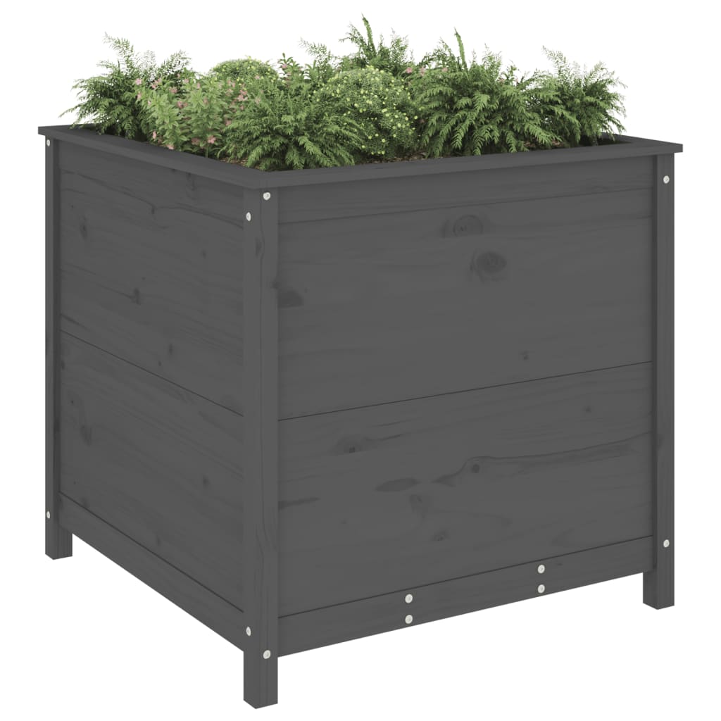 vidaXL Jardinieră de grădină, gri, 82,5x82,5x78 cm, lemn masiv de pin