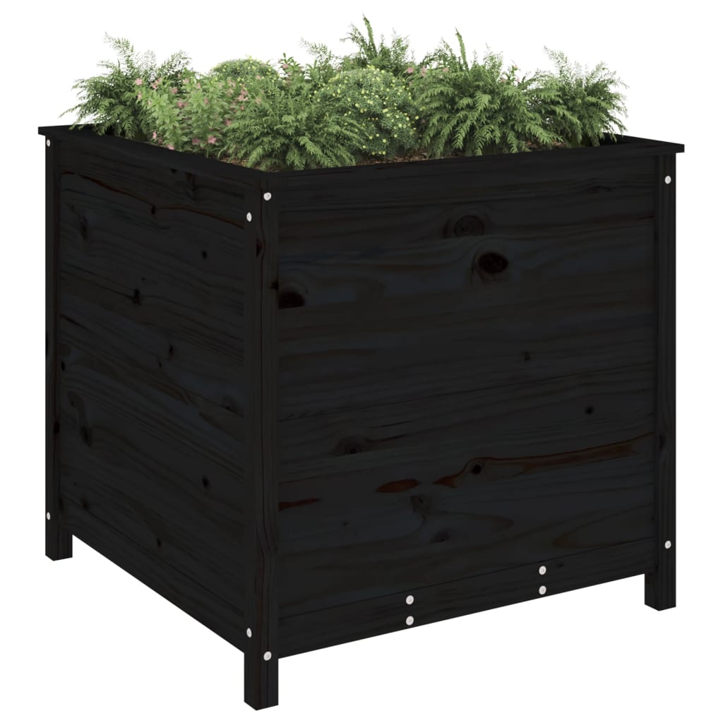 vidaXL Jardinieră de grădină, negru, 82,5x82,5x78 cm lemn masiv de pin