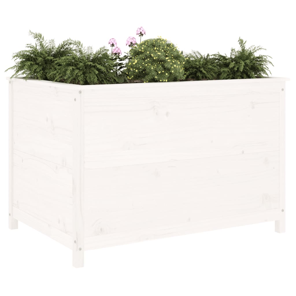 vidaXL Strat înălțat de grădină, alb, 119,5x82,5x78 cm, lemn masiv pin vidaXL Strat înălțat de grădină, alb, 119,5x82,5x78 cm, lemn masiv pin