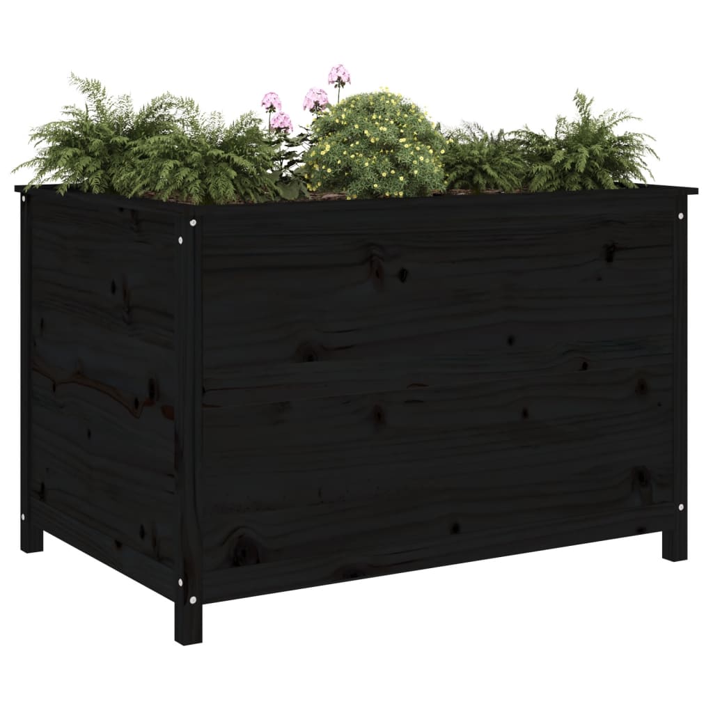 vidaXL Strat înălțat de grădină negru 119,5x82,5x78 cm lemn masiv pin