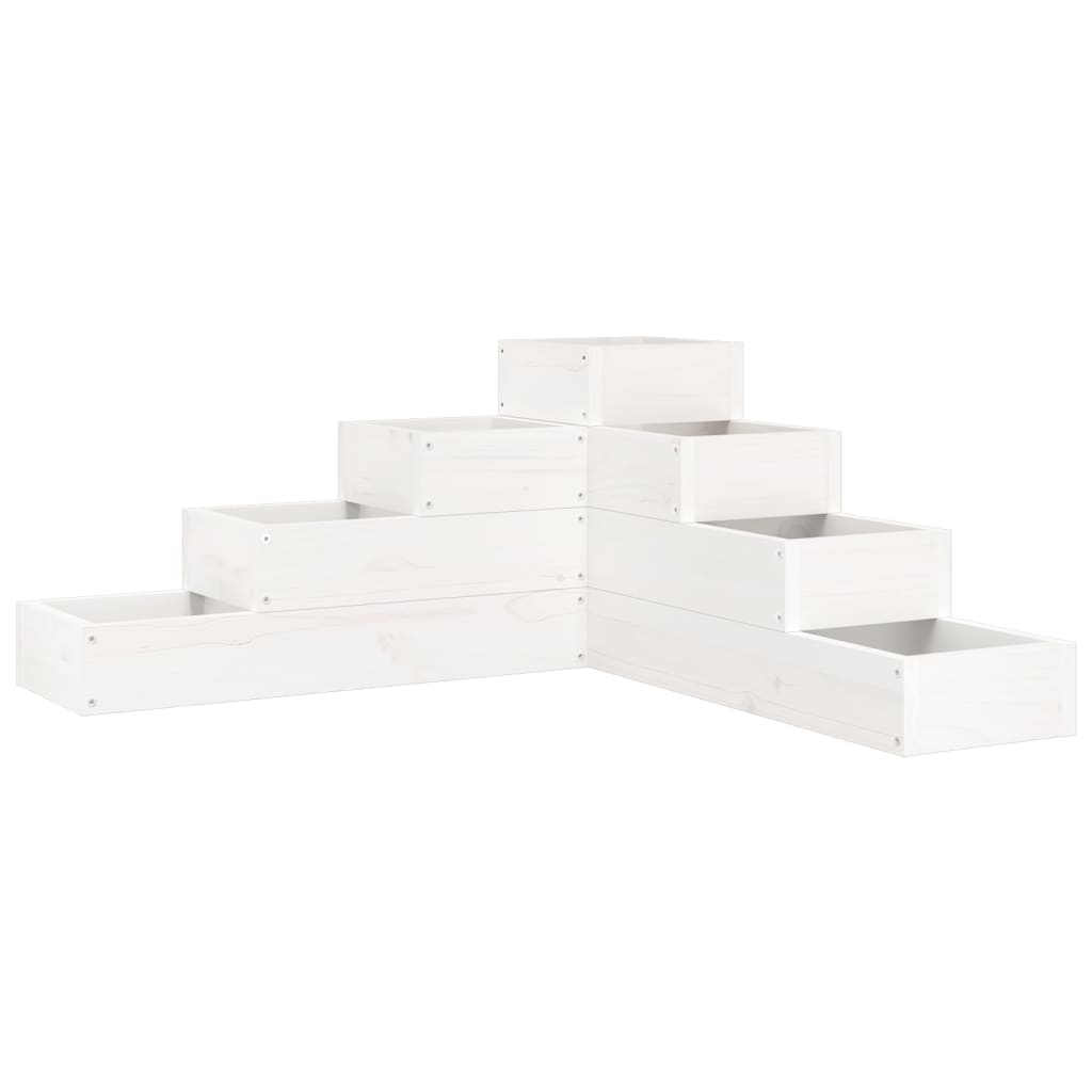 vidaXL Jardinieră grădină 4 niveluri, alb 80,5x79x36 cm lemn masiv pin vidaXL Jardinieră grădină 4 niveluri, alb 80,5x79x36 cm lemn masiv pin