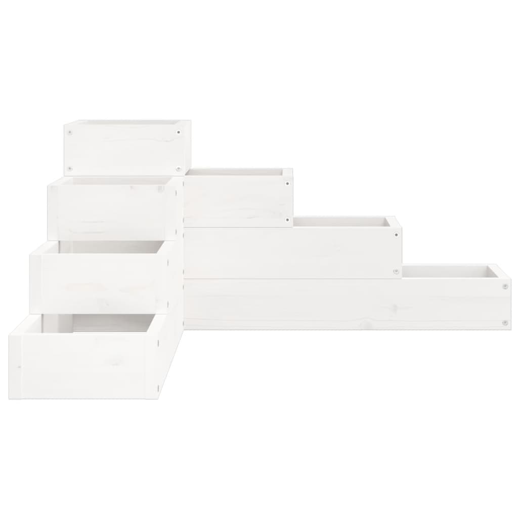 vidaXL Jardinieră grădină 4 niveluri, alb 80,5x79x36 cm lemn masiv pin vidaXL Jardinieră grădină 4 niveluri, alb 80,5x79x36 cm lemn masiv pin