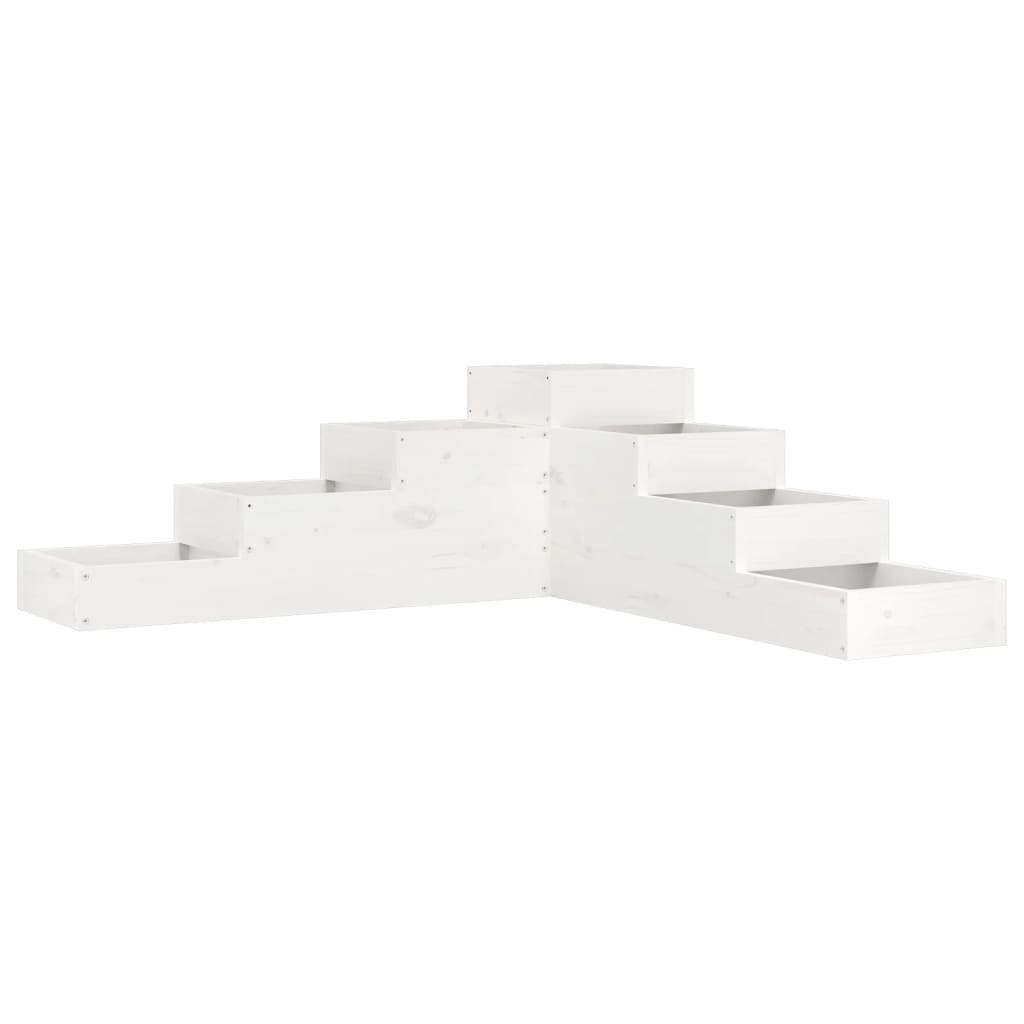 vidaXL Jardinieră grădină cu 4 niveluri, alb, 106x104,5x36 cm lemn pin vidaXL Jardinieră grădină cu 4 niveluri, alb, 106x104,5x36 cm lemn pin