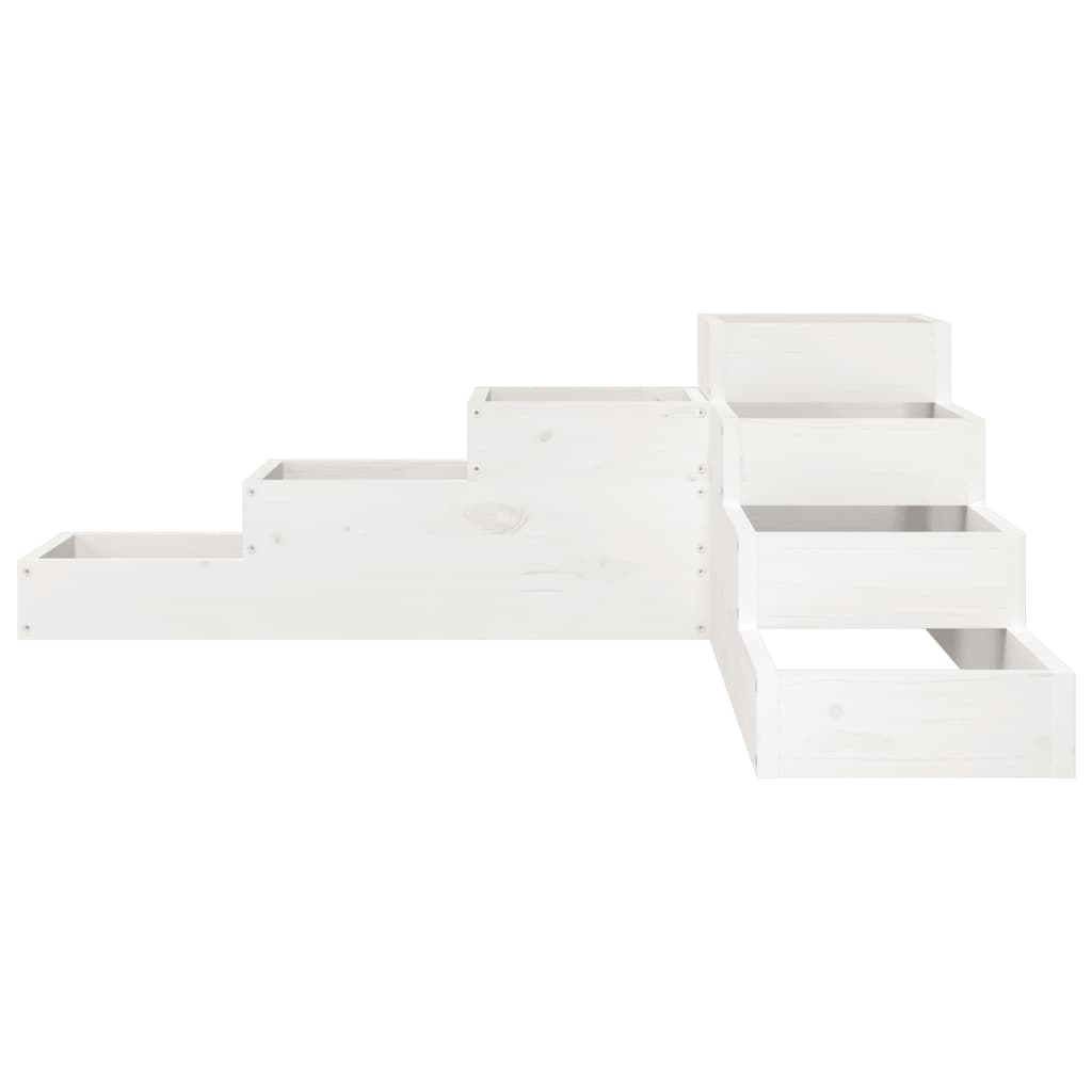 vidaXL Jardinieră grădină cu 4 niveluri, alb, 106x104,5x36 cm lemn pin vidaXL Jardinieră grădină cu 4 niveluri, alb, 106x104,5x36 cm lemn pin