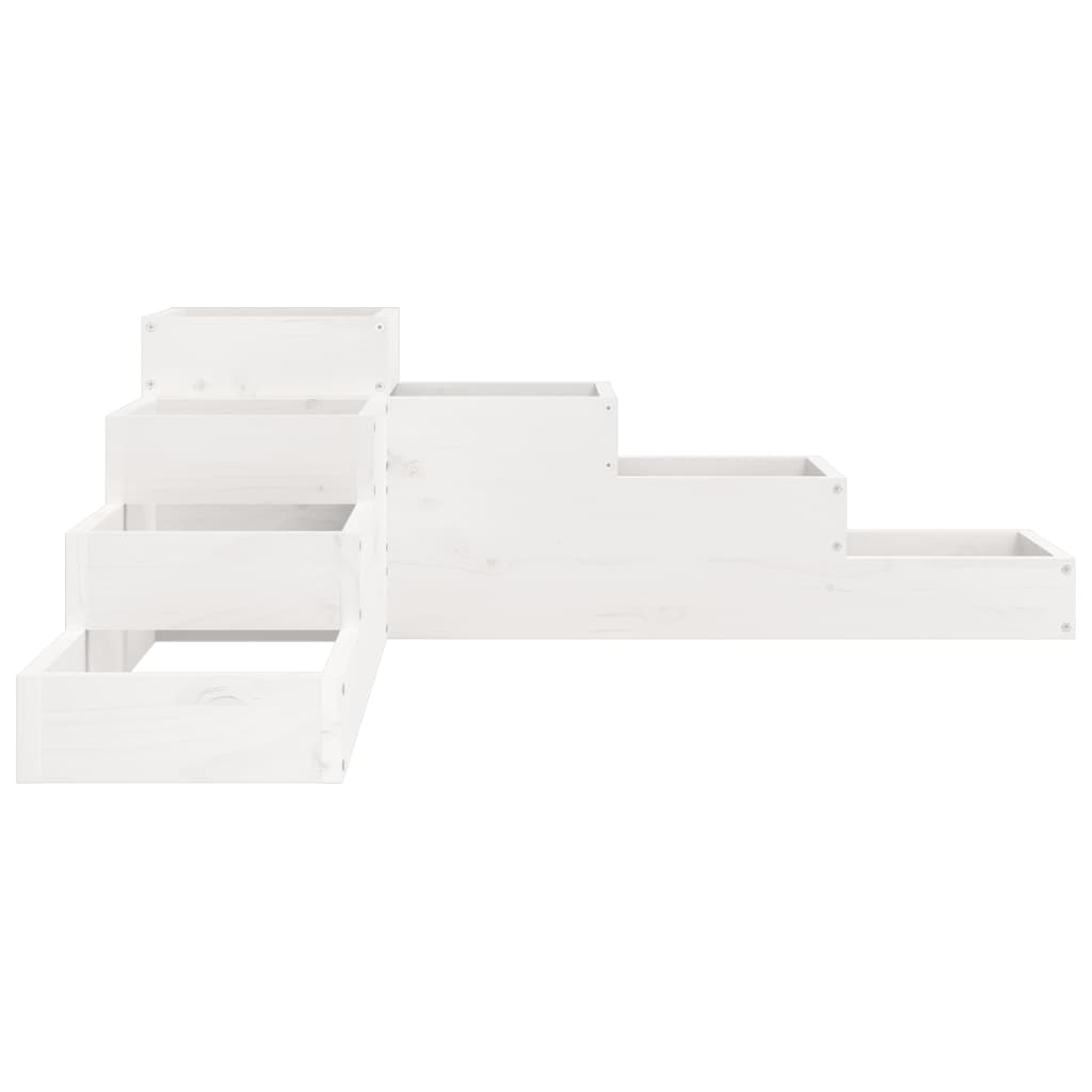 vidaXL Jardinieră grădină cu 4 niveluri, alb, 106x104,5x36 cm lemn pin vidaXL Jardinieră grădină cu 4 niveluri, alb, 106x104,5x36 cm lemn pin