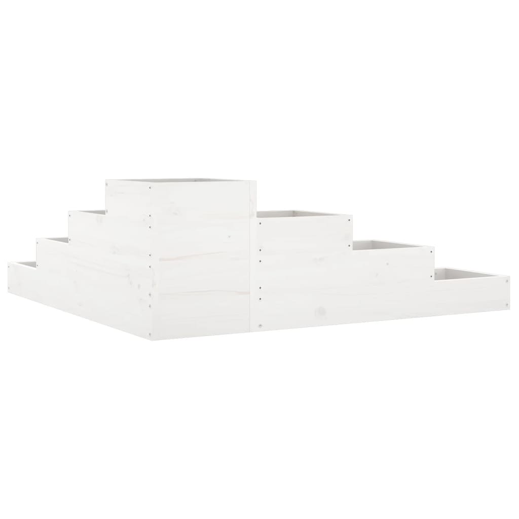 vidaXL Jardinieră grădină cu 4 niveluri, alb, 106x104,5x36 cm lemn pin vidaXL Jardinieră grădină cu 4 niveluri, alb, 106x104,5x36 cm lemn pin