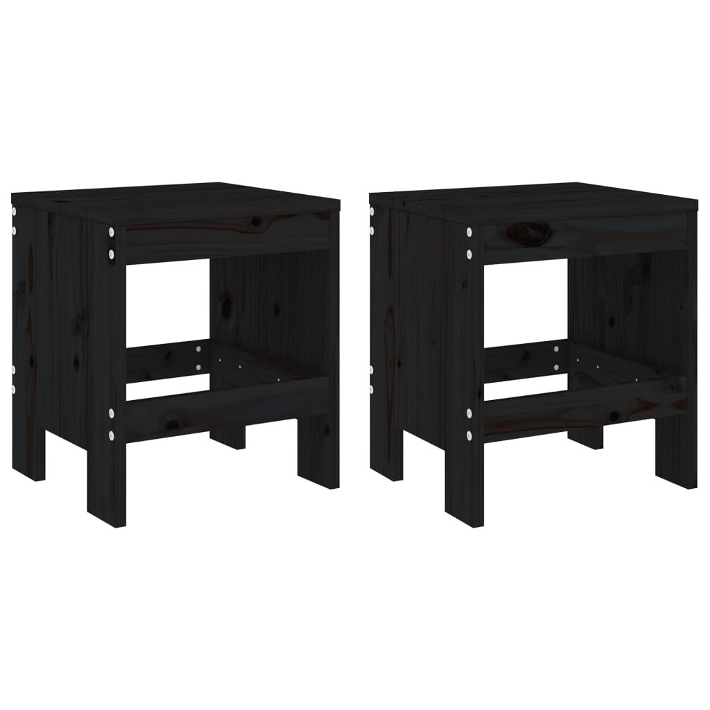 vidaXL Taburete de grădină, 2 buc., negru, 40x36x45 cm, lemn masiv pin vidaXL Taburete de grădină, 2 buc., negru, 40x36x45 cm, lemn masiv pin