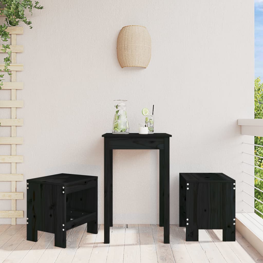 vidaXL Taburete de grădină, 2 buc., negru, 40x36x45 cm, lemn masiv pin vidaXL Taburete de grădină, 2 buc., negru, 40x36x45 cm, lemn masiv pin