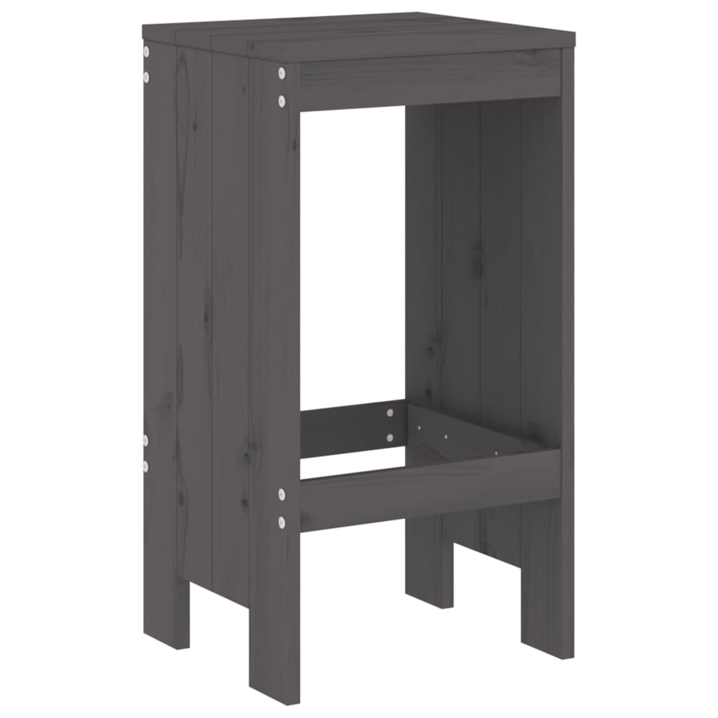 vidaXL Taburete de bar, 2 buc., gri, 40x36x75 cm, lemn masiv de pin