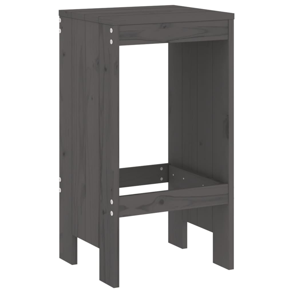 vidaXL Taburete de bar, 2 buc., gri, 40x36x75 cm, lemn masiv de pin