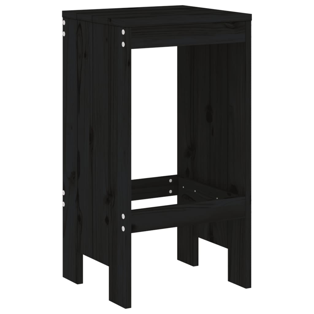 vidaXL Taburete de bar, 2 buc., negru, 40x36x75 cm, lemn masiv de pin