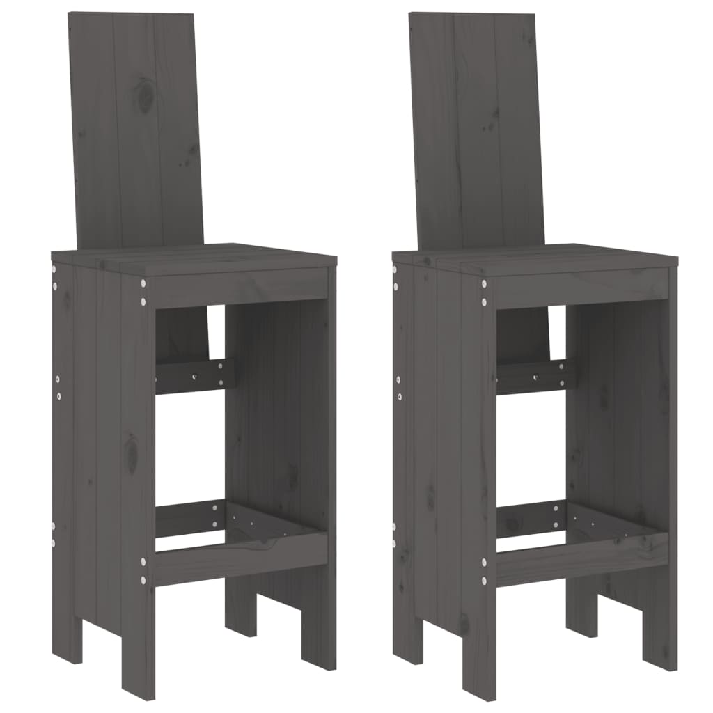vidaXL Scaune de bar, 2 buc., gri, 40x42x120 cm, lemn masiv de pin vidaXL Scaune de bar, 2 buc., gri, 40x42x120 cm, lemn masiv de pin
