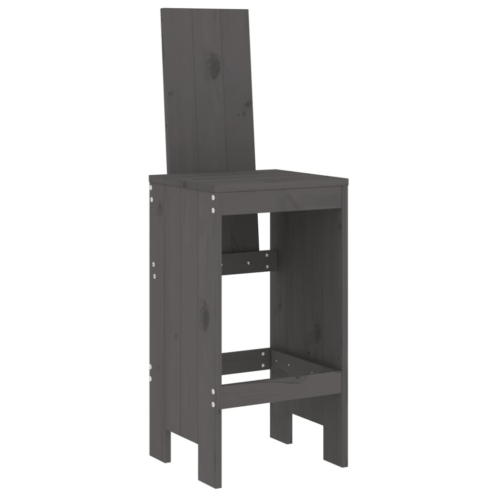 vidaXL Scaune de bar, 2 buc., gri, 40x42x120 cm, lemn masiv de pin vidaXL Scaune de bar, 2 buc., gri, 40x42x120 cm, lemn masiv de pin
