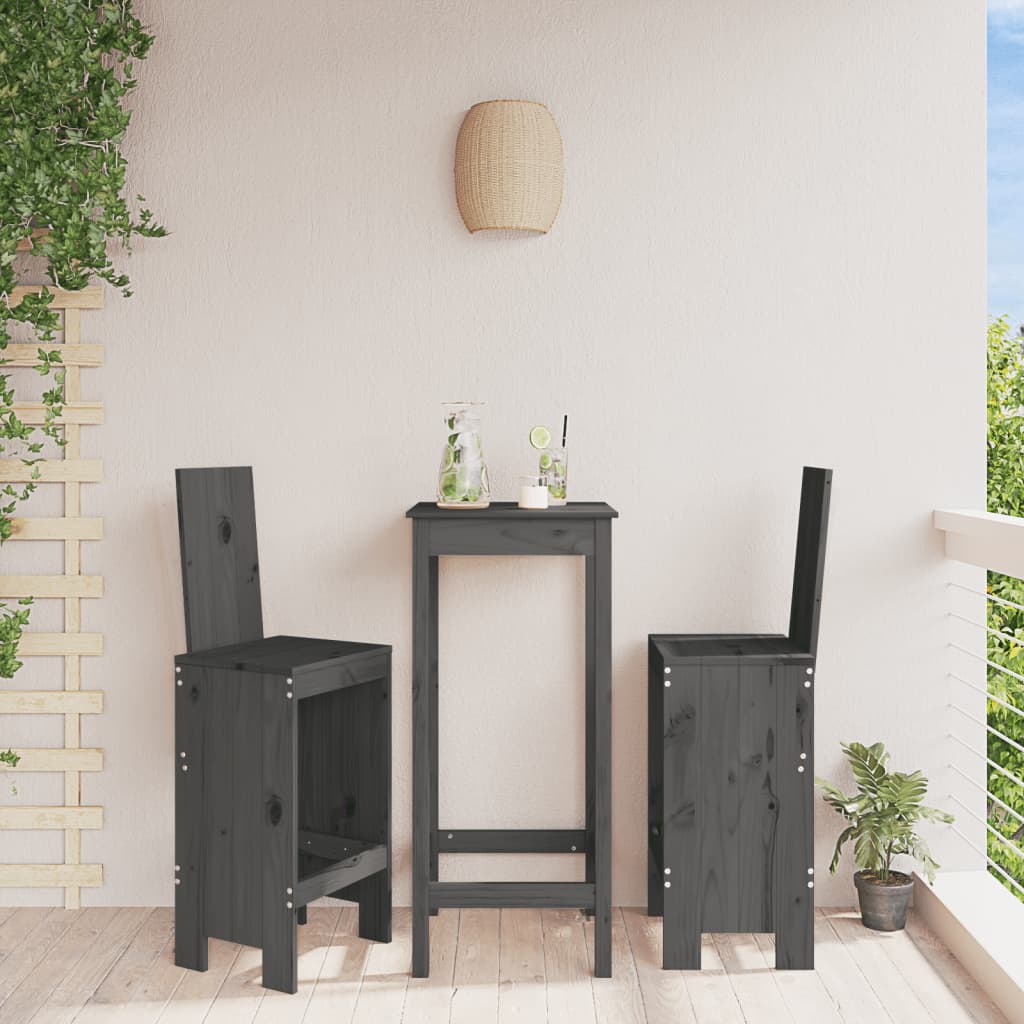 vidaXL Scaune de bar, 2 buc., gri, 40x42x120 cm, lemn masiv de pin vidaXL Scaune de bar, 2 buc., gri, 40x42x120 cm, lemn masiv de pin