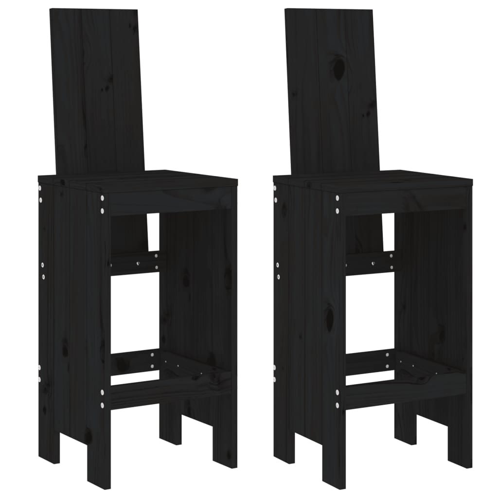 vidaXL Scaune de bar, 2 buc., negru, 40x42x120 cm, lemn masiv de pin vidaXL Scaune de bar, 2 buc., negru, 40x42x120 cm, lemn masiv de pin