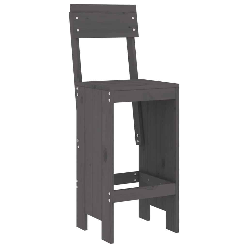 vidaXL Taburete de bar, 2 buc., gri, 40x48,5x115,5 cm, lemn masiv pin