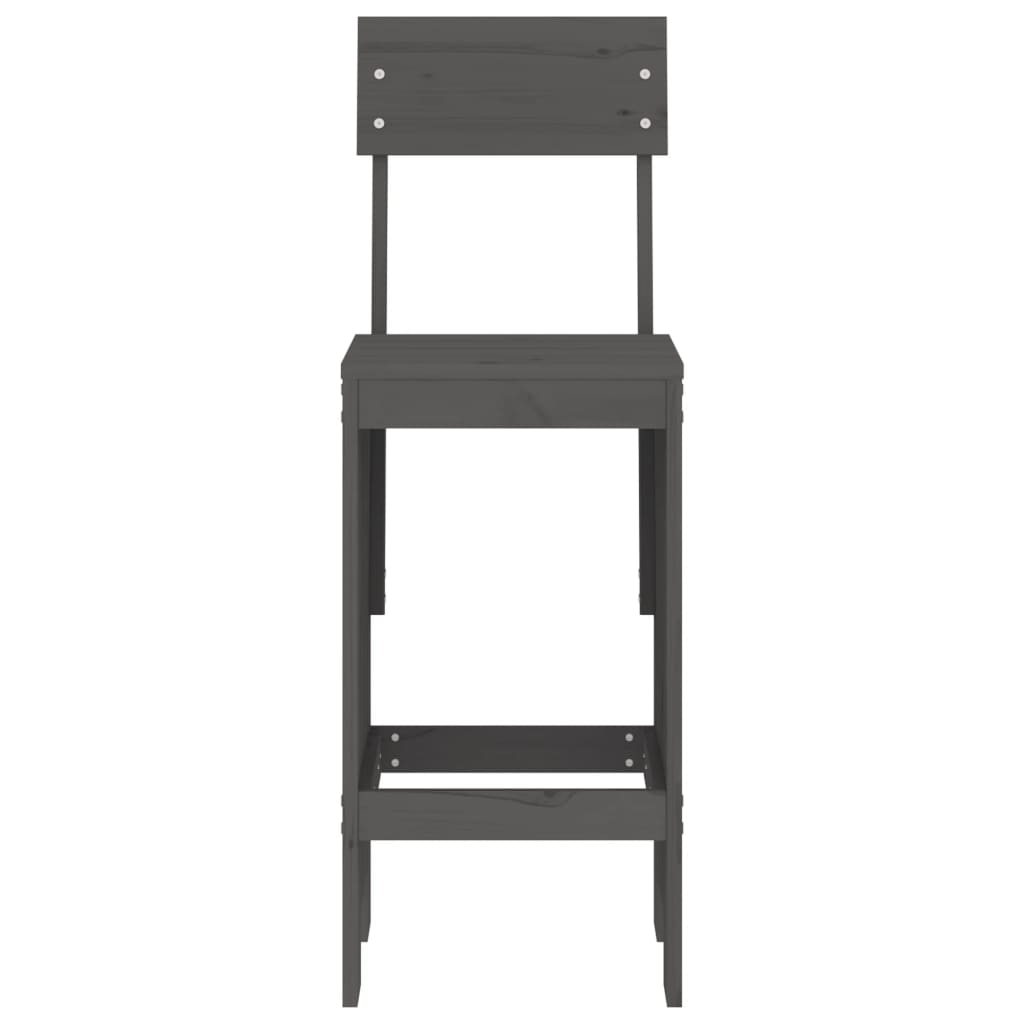 vidaXL Taburete de bar, 2 buc., gri, 40x48,5x115,5 cm, lemn masiv pin