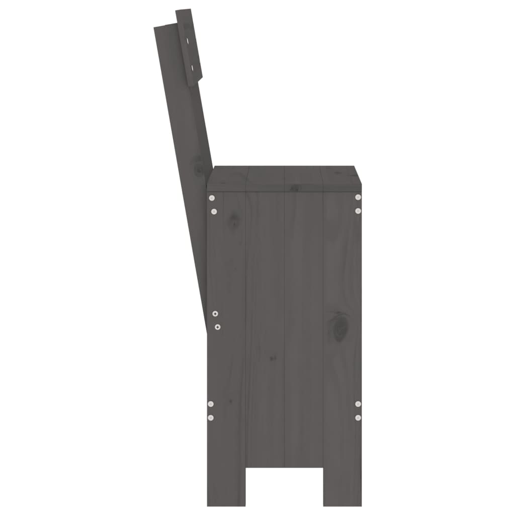 vidaXL Taburete de bar, 2 buc., gri, 40x48,5x115,5 cm, lemn masiv pin