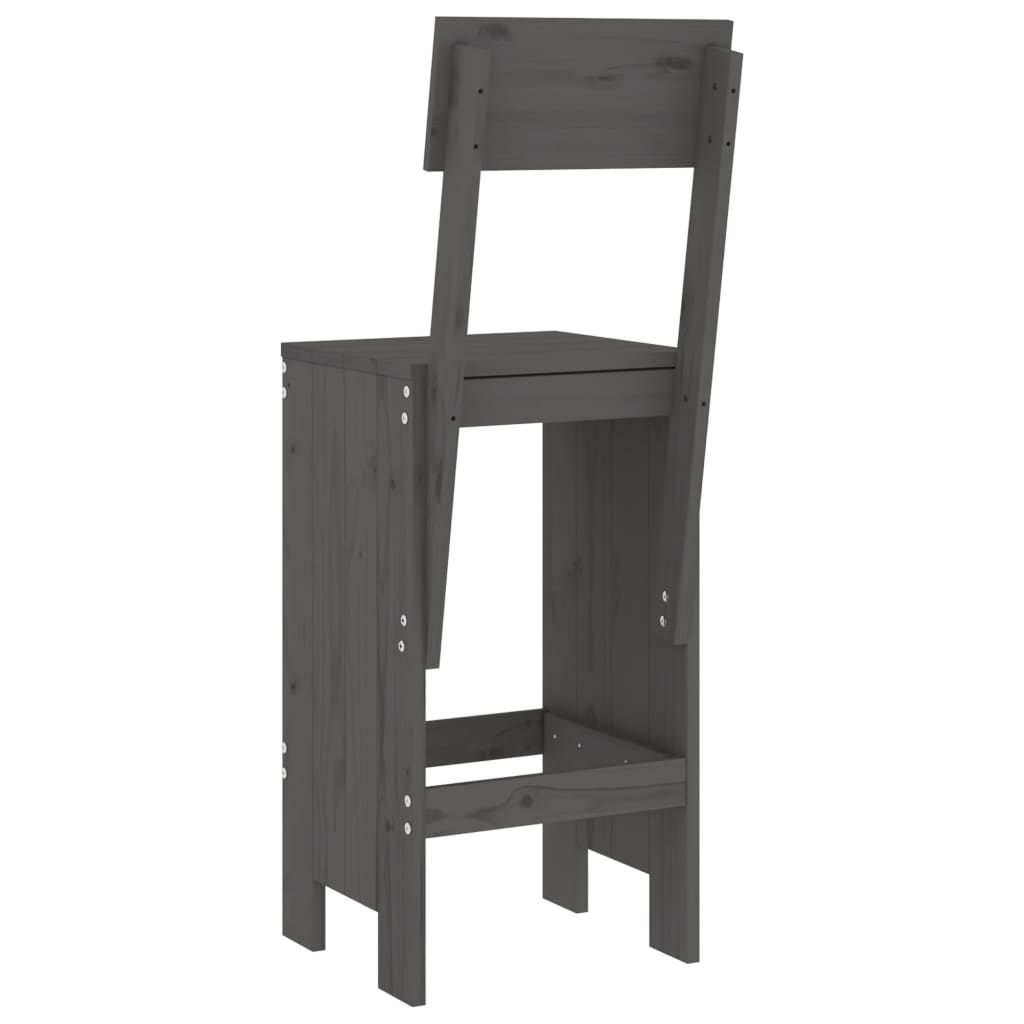 vidaXL Taburete de bar, 2 buc., gri, 40x48,5x115,5 cm, lemn masiv pin