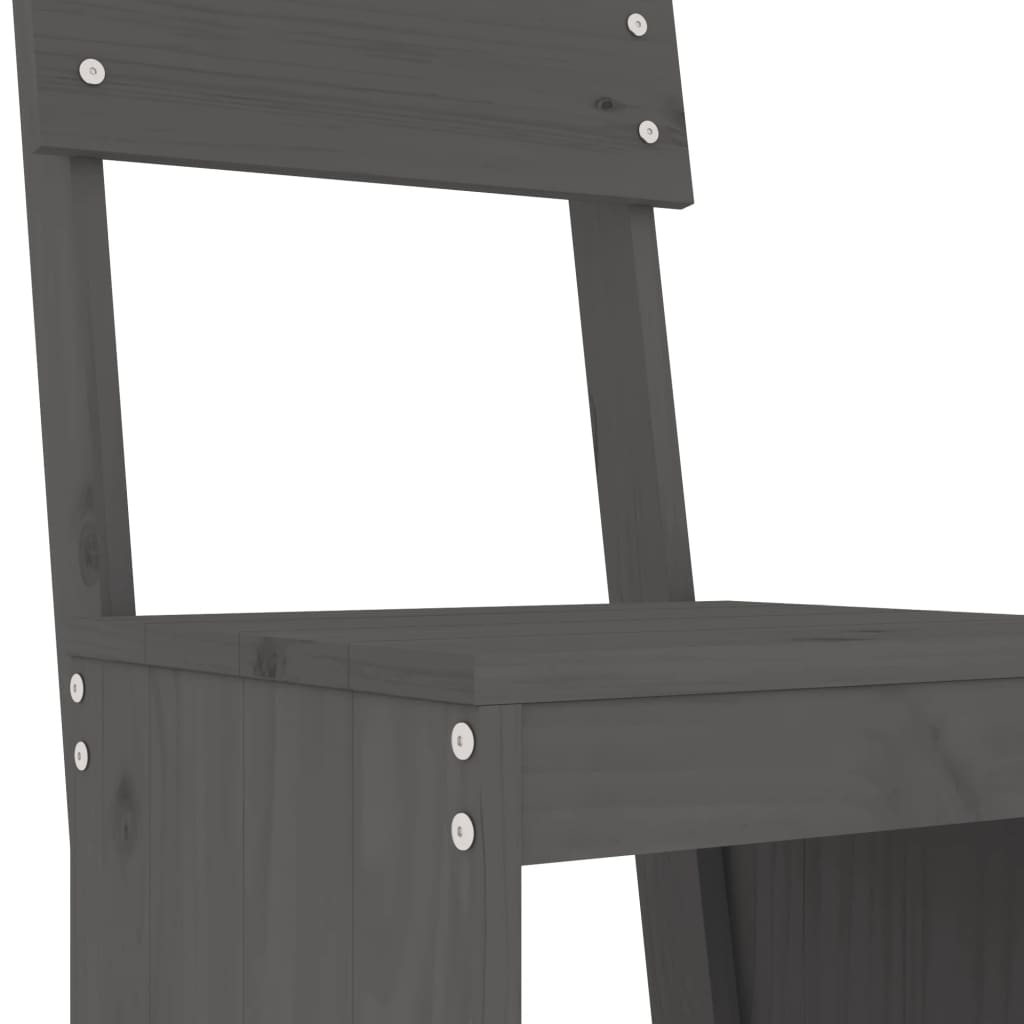 vidaXL Taburete de bar, 2 buc., gri, 40x48,5x115,5 cm, lemn masiv pin
