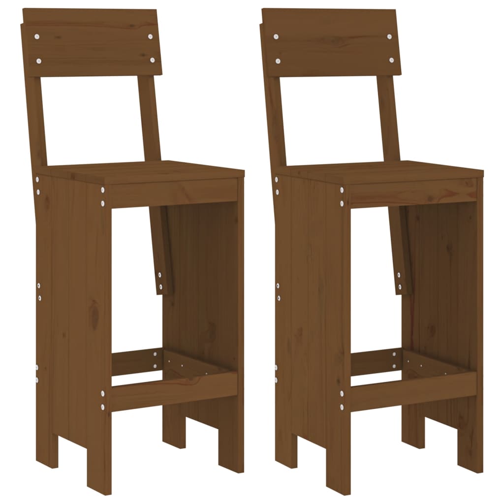 vidaXL Taburete bar 2 buc. maro miere 40x48,5x115,5 cm lemn masiv pin