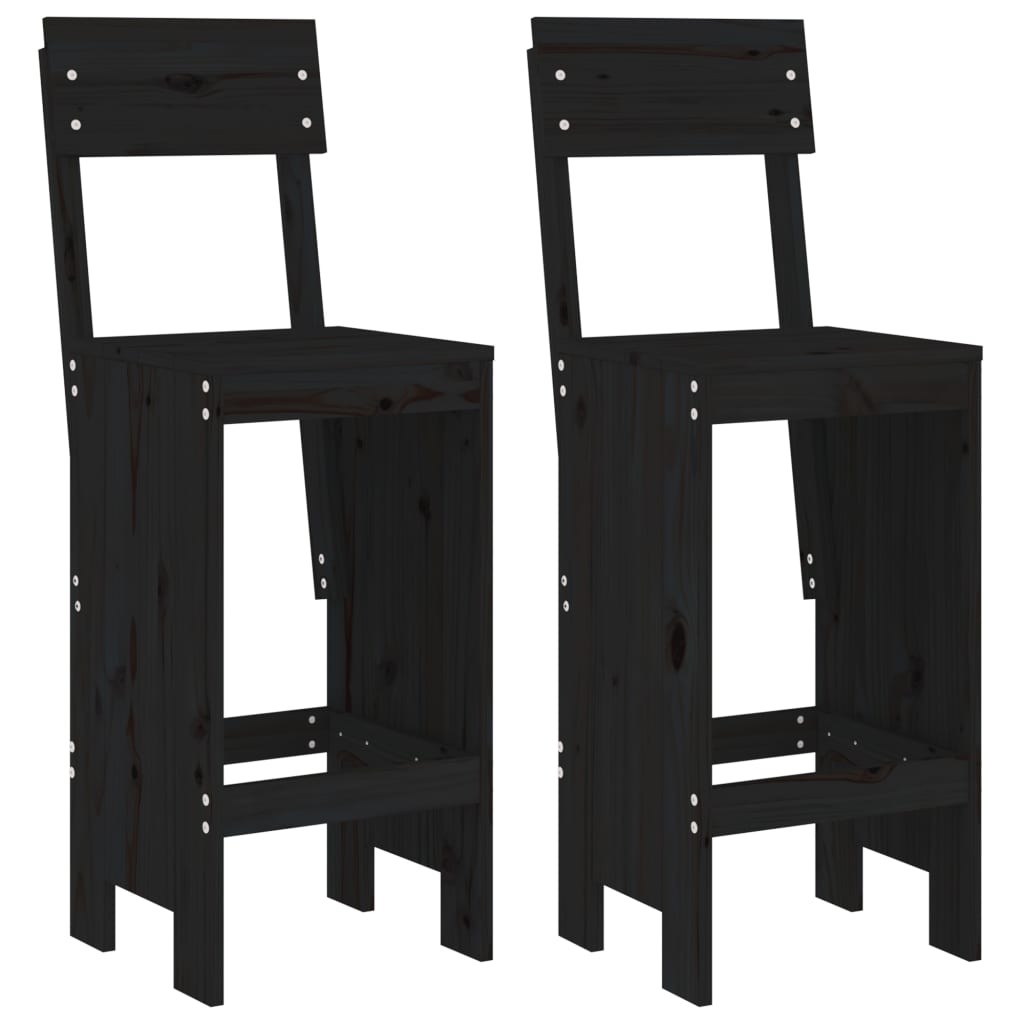 vidaXL Taburete de bar, 2 buc., negru, 40x48,5x115,5 cm lemn masiv pin vidaXL Taburete de bar, 2 buc., negru, 40x48,5x115,5 cm lemn masiv pin