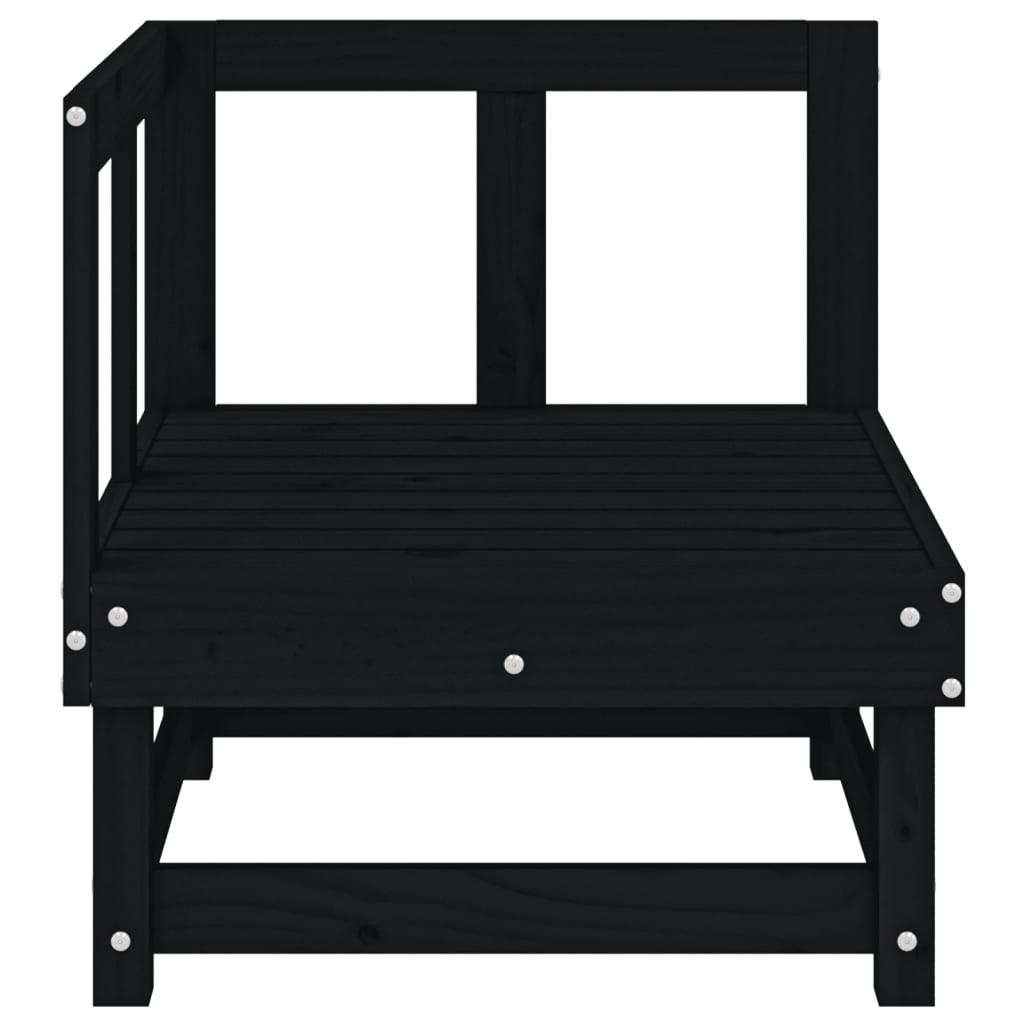 vidaXL Canapea de colț pentru grădină, negru, lemn masiv de pin