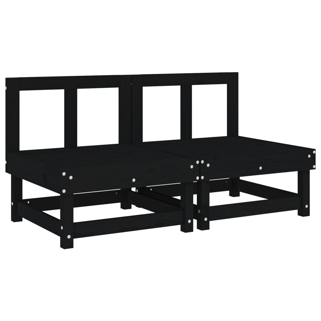 vidaXL Canapele de mijloc pentru grădină, 2buc., negru, lemn masiv pin vidaXL Canapele de mijloc pentru grădină, 2buc., negru, lemn masiv pin