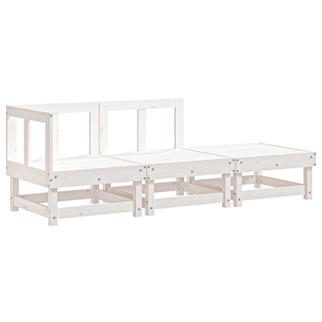 vidaXL Set mobilier de grădină, 3 piese, alb, lemn masiv de pin vidaXL Set mobilier de grădină, 3 piese, alb, lemn masiv de pin