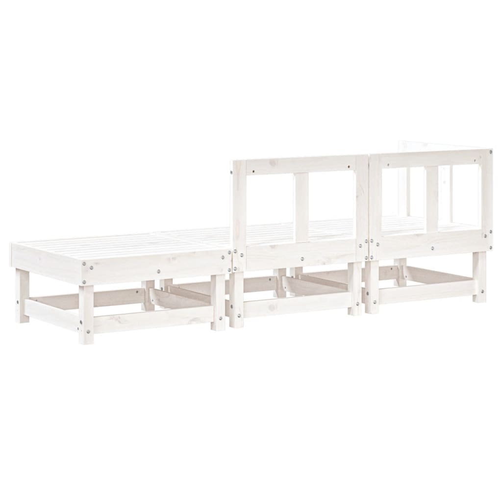 vidaXL Set mobilier de grădină, 3 piese, alb, lemn masiv de pin vidaXL Set mobilier de grădină, 3 piese, alb, lemn masiv de pin