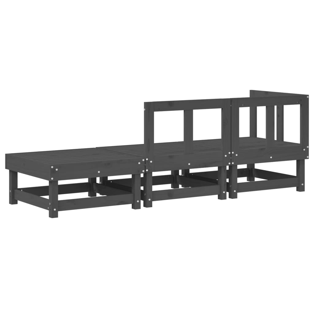 vidaXL Set mobilier de grădină, 3 piese, gri, lemn masiv de pin vidaXL Set mobilier de grădină, 3 piese, gri, lemn masiv de pin