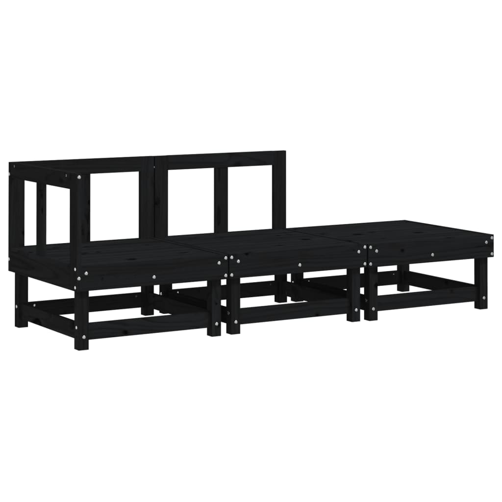 vidaXL Set mobilier de grădină, 3 piese, negru, lemn masiv pin vidaXL Set mobilier de grădină, 3 piese, negru, lemn masiv pin
