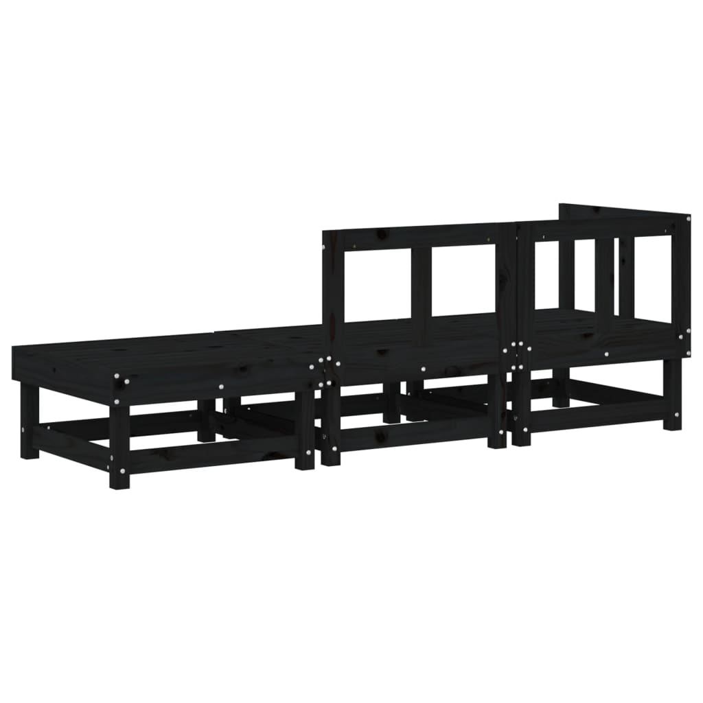 vidaXL Set mobilier de grădină, 3 piese, negru, lemn masiv pin vidaXL Set mobilier de grădină, 3 piese, negru, lemn masiv pin