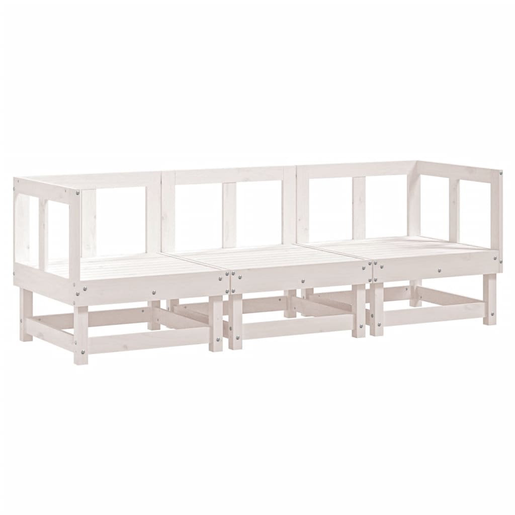 vidaXL Set mobilier de grădină, 3 piese, alb, lemn masiv de pin vidaXL Set mobilier de grădină, 3 piese, alb, lemn masiv de pin