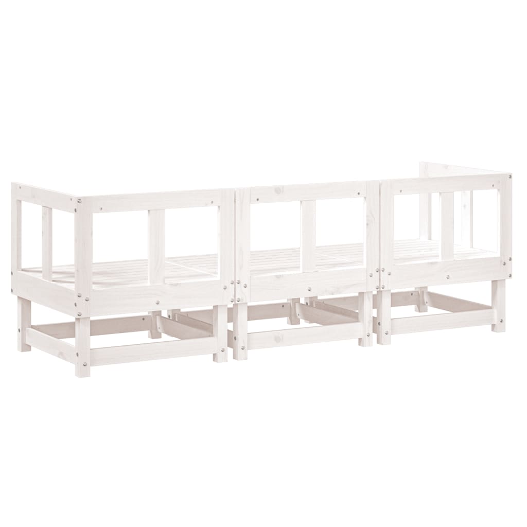 vidaXL Set mobilier de grădină, 3 piese, alb, lemn masiv de pin vidaXL Set mobilier de grădină, 3 piese, alb, lemn masiv de pin
