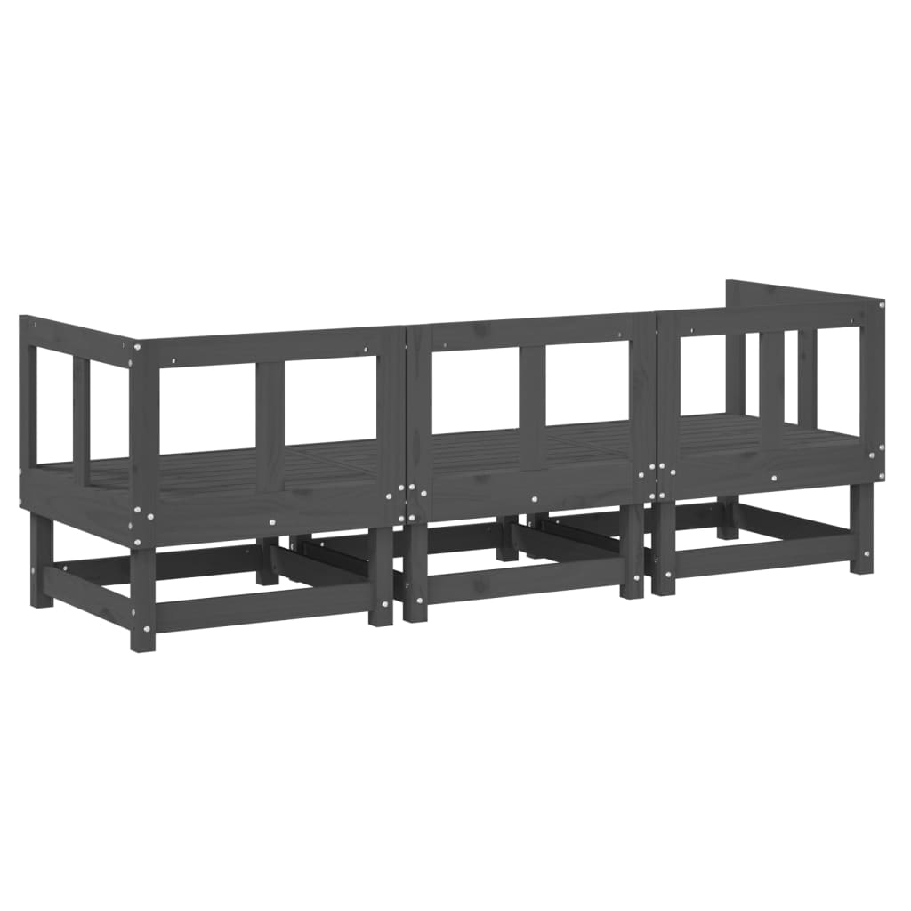 vidaXL Set mobilier de grădină, 3 piese, gri, lemn masiv de pin vidaXL Set mobilier de grădină, 3 piese, gri, lemn masiv de pin