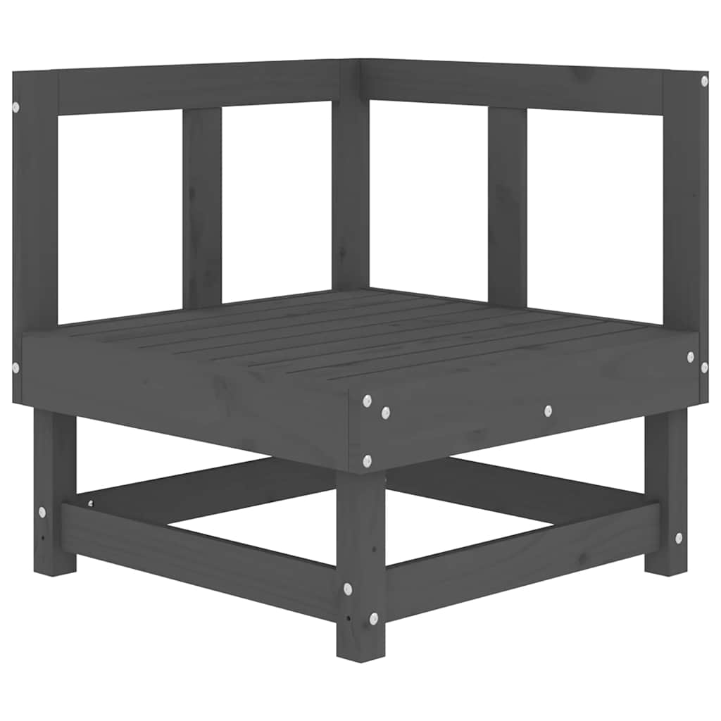 vidaXL Canapea colțar cu perne, gri, lemn masiv de pin