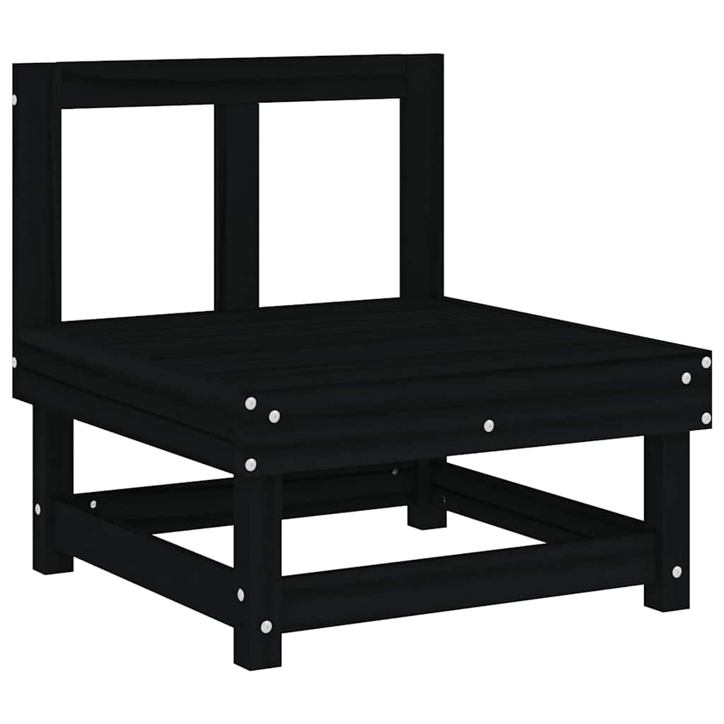 vidaXL Canapea de mijloc cu perne, negru, lemn masiv de pin